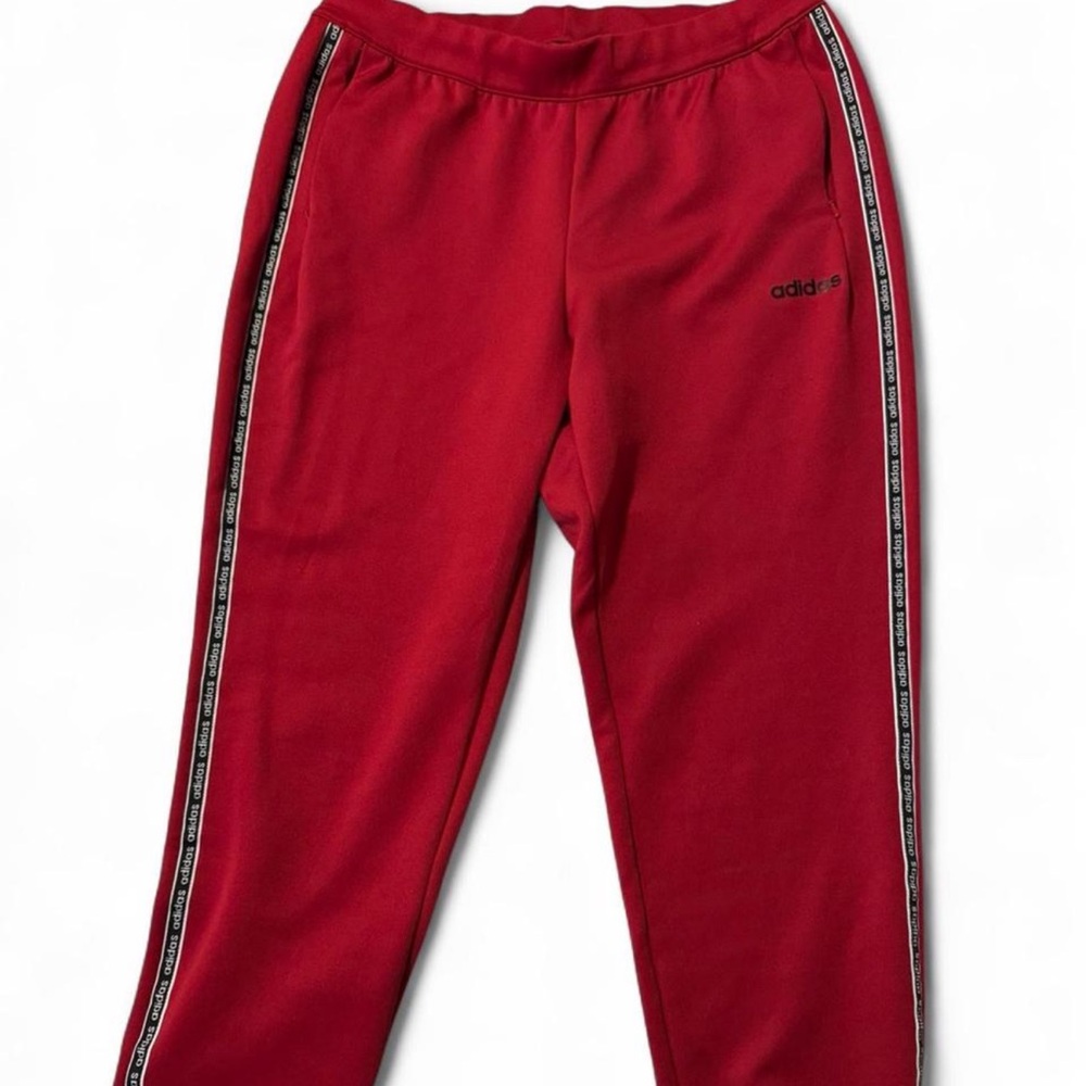 Adidas Red Joggers with Side Stripes